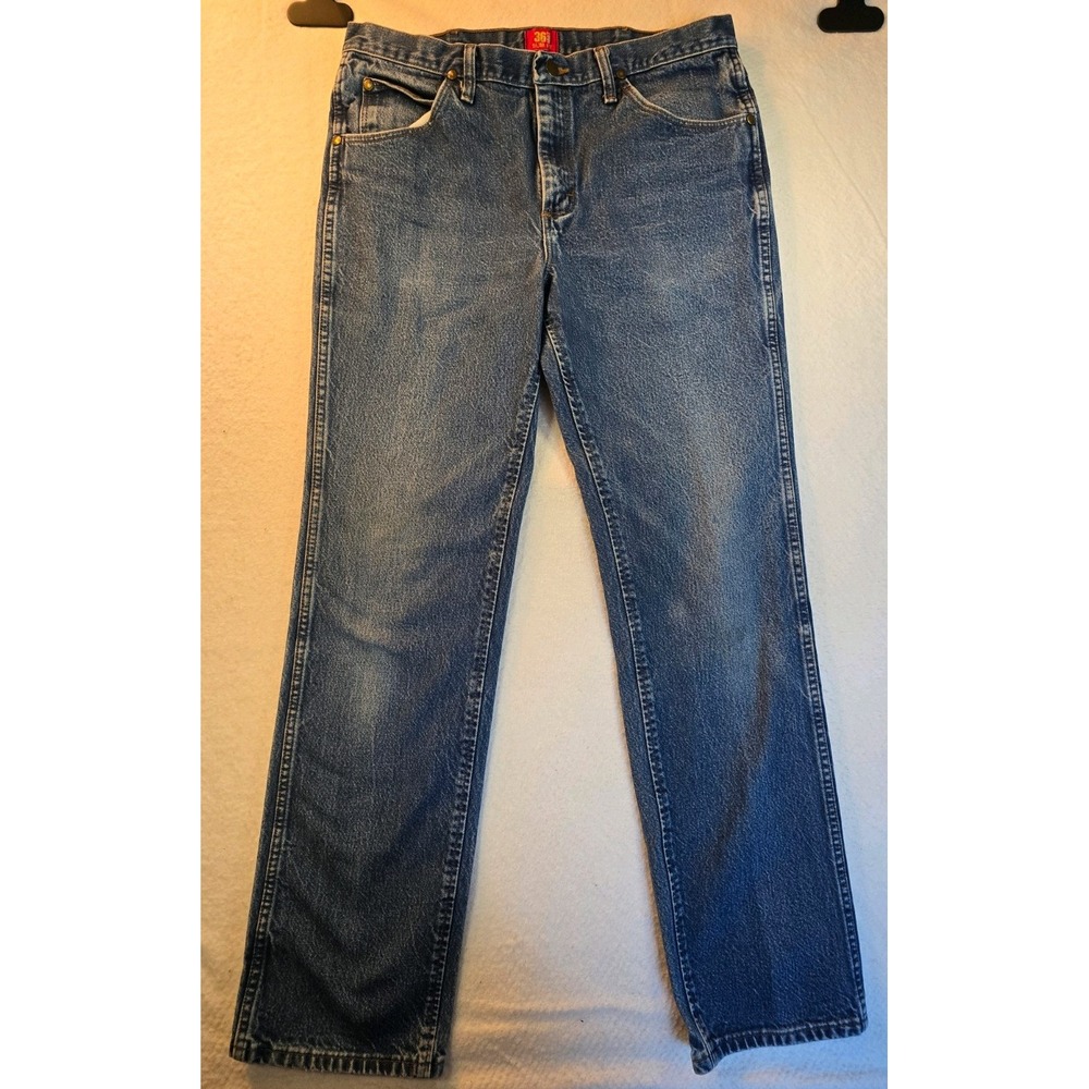 Vintage Wrangler 36MWZ Slim Fit Jeans Men's 35x34 Blue Made in Mexico USA Fabric